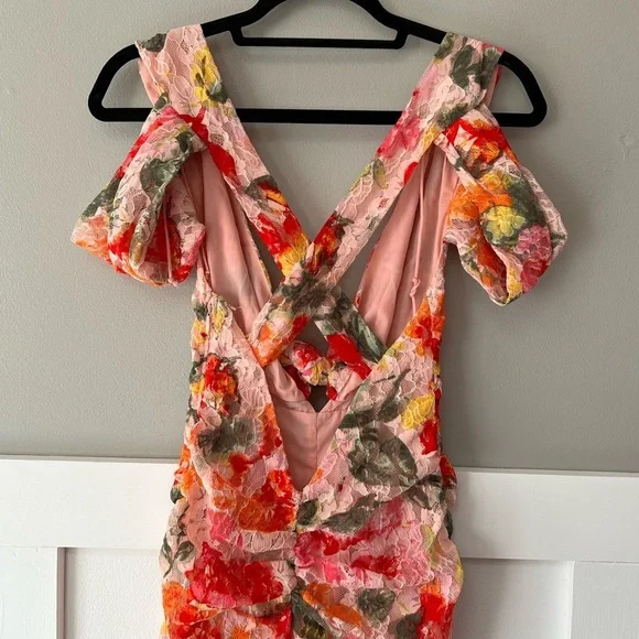 NWT For Love and Lemons Beth Midi Floral Lace Dress in Pink - Picture 10 of 12